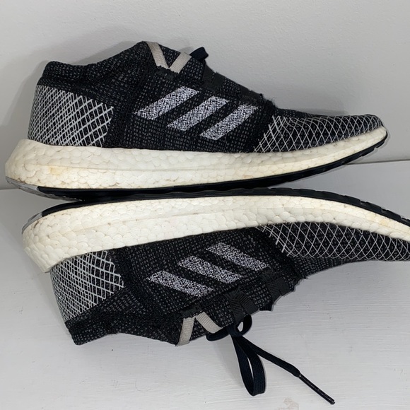 Adidas Unisex Pure Boost Lace Up Sneakers Mesh Black Grey Size 6.5 - Picture 5 of 6